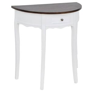 vidaXL Console Table with Drawer and Brown Top Half-round