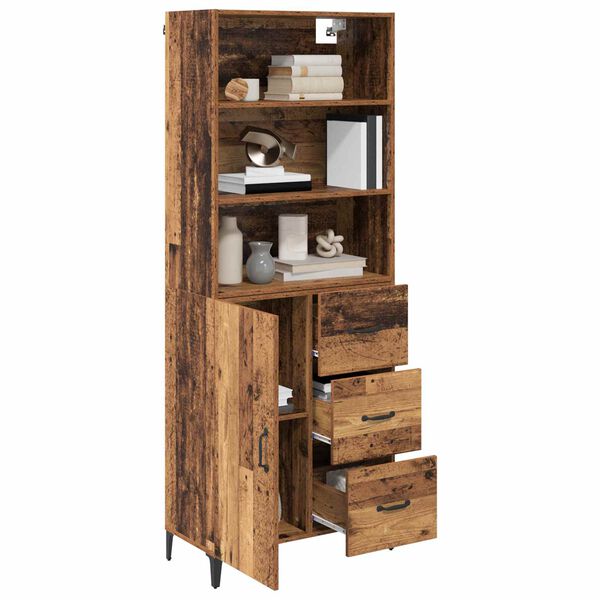 vidaXL Highboard Old Wood 69.5 x 34 x 180 cm Engineered Wood
