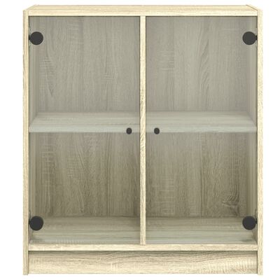 vidaXL Side Cabinet with Glass Doors Sonoma Oak 68x37x75.5 cm