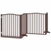 vidaXL Dog Gate with Door Foldable 8 Panels Brown 640 cm Poplar Wood