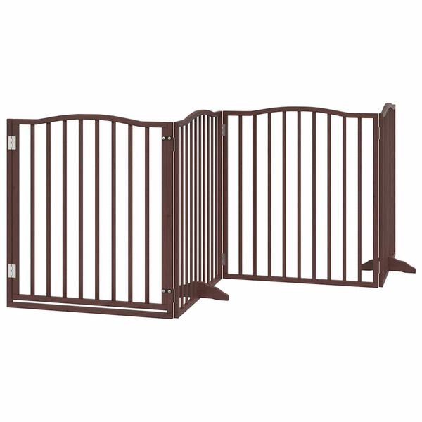 vidaXL Dog Gate with Door Foldable 8 Panels Brown 640 cm Poplar Wood