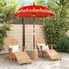 vidaXL Balinese Parasol Red (180-190) x 260 cm Cotton and Wood