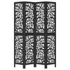 vidaXL Room Divider 4 Panels Black Solid Wood Paulownia