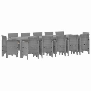 vidaXL Garden Dining Set 13 pcs Light grey Poly rattan