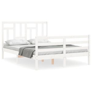 vidaXL Bed Frame without Mattress White Small Double Solid Wood