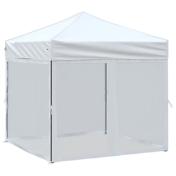 vidaXL Folding Party Tent with Sidewalls White 2x2 m