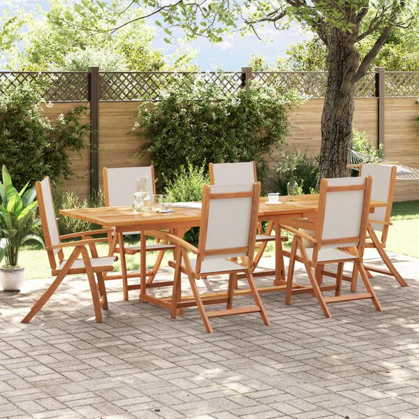 vidaXL 7 Piece Garden Dining Set Solid Wood Acacia and Textilene