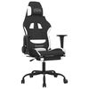 vidaXL Swivel Gaming Chair with Footrest Black and White Fabric