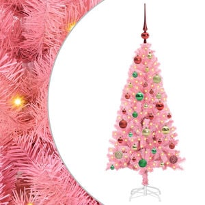 vidaXL Christmas Tree with 150 LEDs with Stand Pink 120 cm PVC