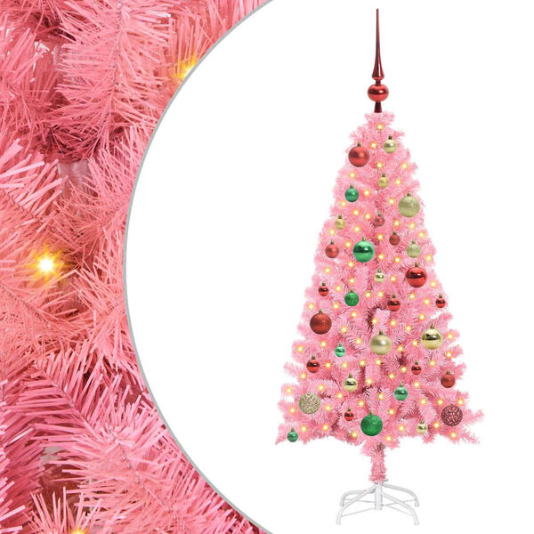 vidaXL Christmas Tree with 150 LEDs with Stand Pink 120 cm PVC
