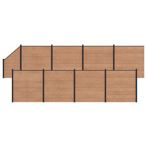 vidaXL Fence Set 9 pcs 1484 x 186 cm WPC and Aluminium Brown