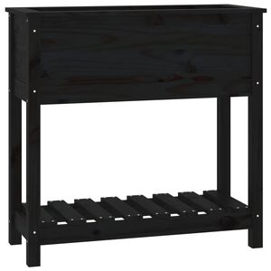 vidaXL Planter with Shelf Black 82,5x34,5x81 cm Solid Wood Pine