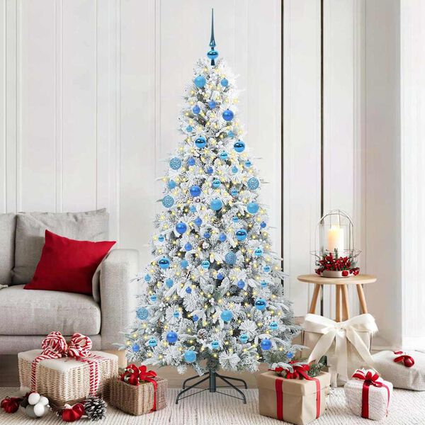 vidaXL Artificial Hinged Christmas Tree White 180 cm PE and PVC