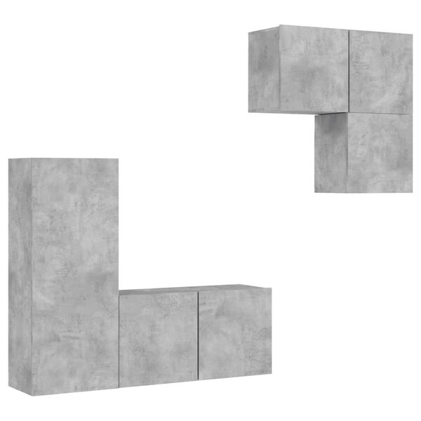 vidaXL 4 Piece TV Wall Units Concrete Grey Engineered Wood