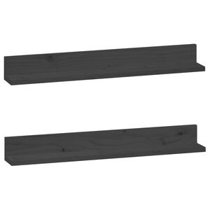 vidaXL Wall Shelves 2 pcs Grey 80x11x9 cm Solid Wood Pine