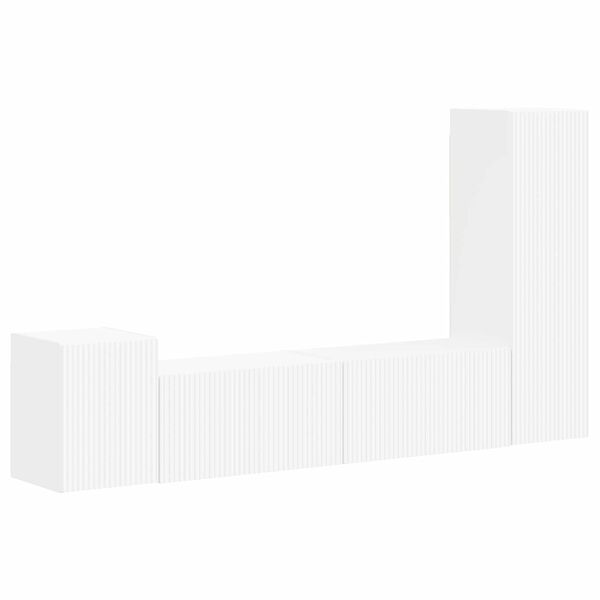 vidaXL TV Cabinet Set Wall-mounted 4 pcs White Engineered Wood