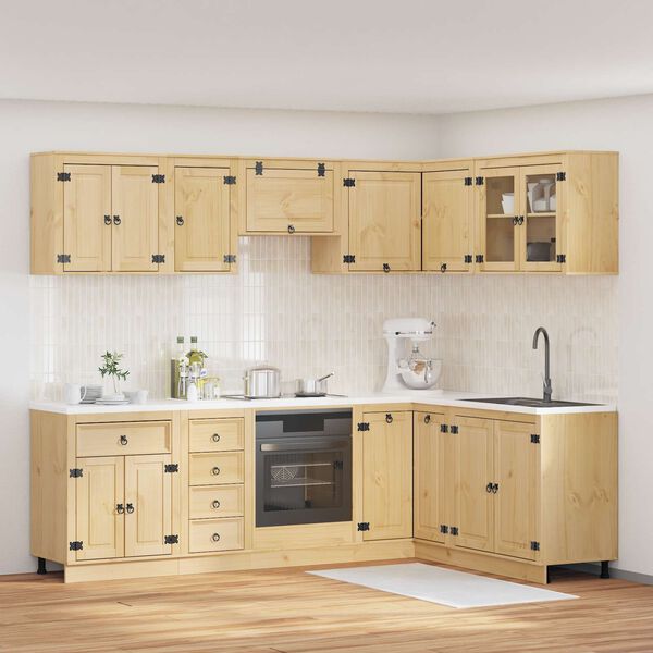 vidaXL Cabinet with Drawer SKI 10 pcs Honey Brown Solid Pine Wood