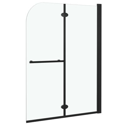 vidaXL Folding Shower Enclosure 2 Panels ESG 95x140 cm Black