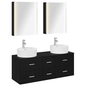 vidaXL Bathroom Furniture Set 5 pcs Black Oak