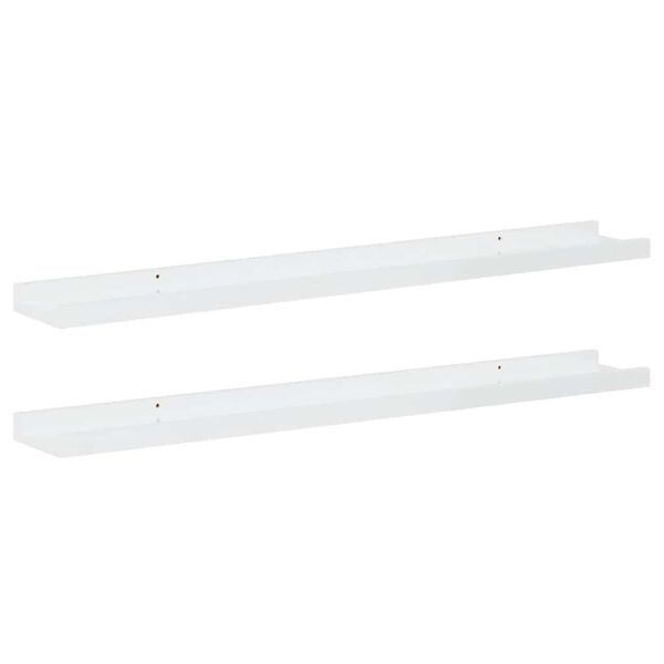 vidaXL Wall Shelves 2 pcs High Gloss White 80x9x3 cm