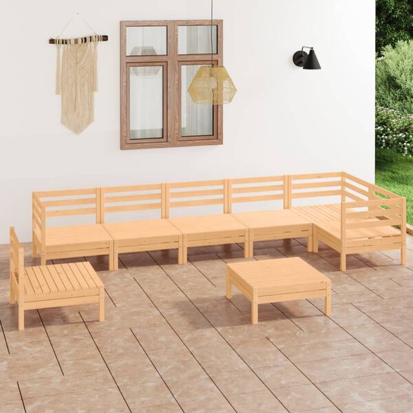 vidaXL 8 Piece Garden Lounge Set Solid Pinewood