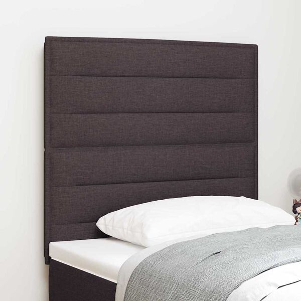 vidaXL LED Headboard with LED Strip Lights Dark Brown 80 cm Polyester