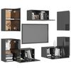 vidaXL 7 Piece TV Cabinet Set High Gloss Grey Engineered Wood