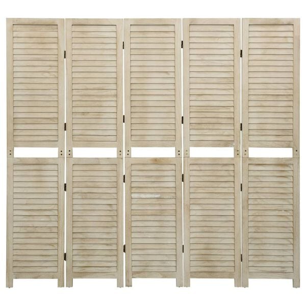 vidaXL 5-Panel Room Divider 175x165 cm Solid Wood Paulownia