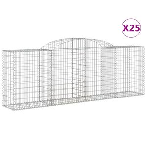 vidaXL Arched Gabion Baskets 25 pcs 300x50x100/120 cm Galvanised Iron