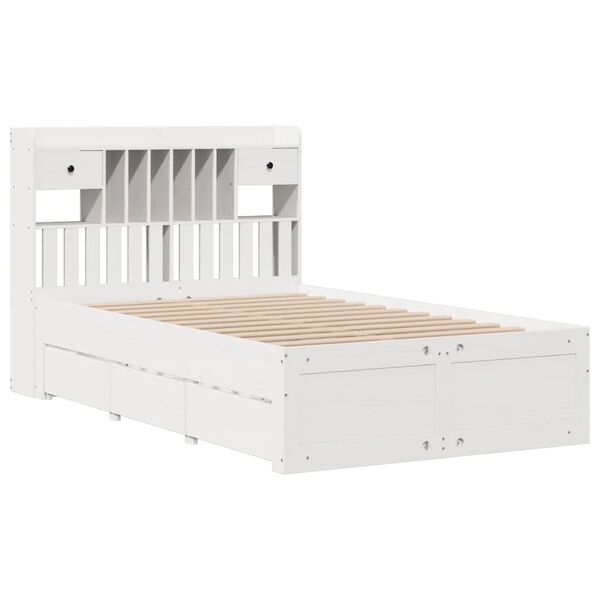 vidaXL Bookcase Bed without Mattress White 135x190 cm Double Solid Wood Pine