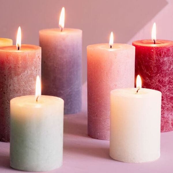 Bolsius Rustic Pillar Candles Shine 4 pcs 130x68 mm Velvet Red