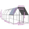 vidaXL Outdoor Chicken Cage 2x8x2 m Galvanised Steel
