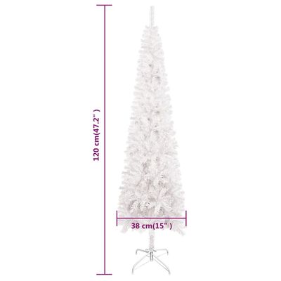 vidaXL Slim Pre-lit Christmas Tree White 120 cm