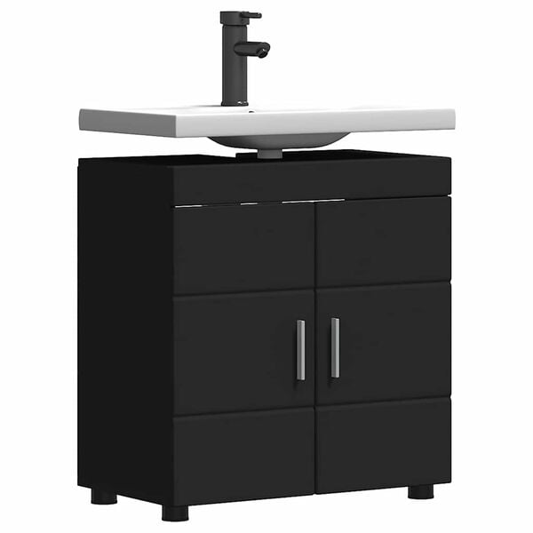 vidaXL Bathroom Cabinet Set with Storage TULUM Black 60 x 34 x 63 cm