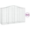 vidaXL Arched Gabion Baskets 15 pcs 200x50x120/140 cm Galvanised Iron