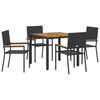 vidaXL Garden Dining Set 5 pcs Black Poly Rattan