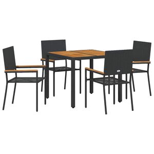 vidaXL Garden Dining Set 5 pcs Black Poly Rattan