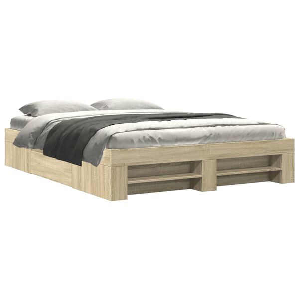 vidaXL Bed Frame without Mattress Sonoma Oak 160x200 cm Engineered Wood