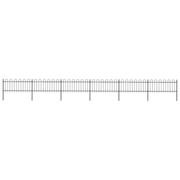 vidaXL Garden Fence with Hoop Top Steel 1070x80 cm Black