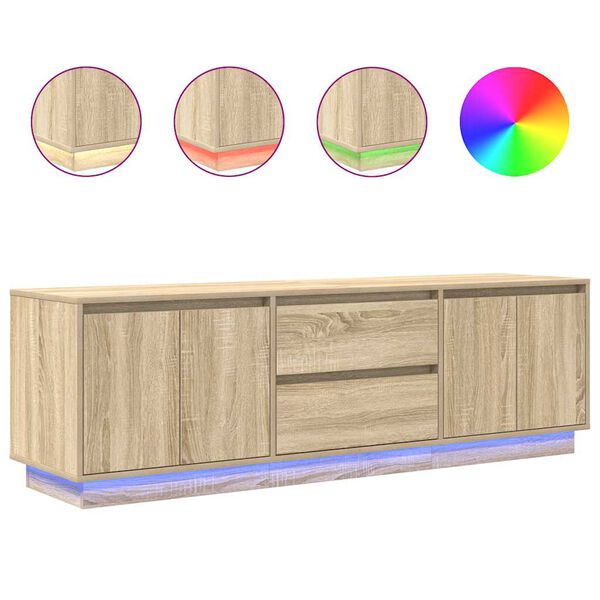 vidaXL TV Cabinet with LED Lights Sonoma Oak 160.5x41x50 cm