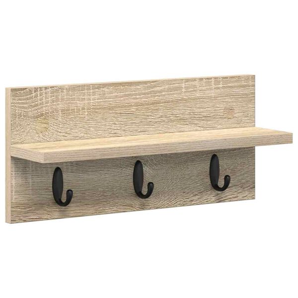 vidaXL Wall-Mounted Coat Rack with Shelf Sonoma oak 40 x 10.5 x 18 cm