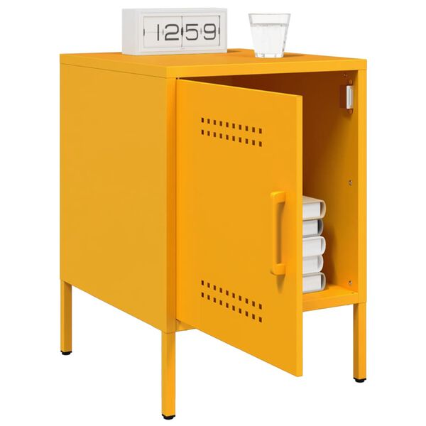 vidaXL Bedside Cabinets 2 pcs Mustard Yellow 36x39x50.5 cm Steel
