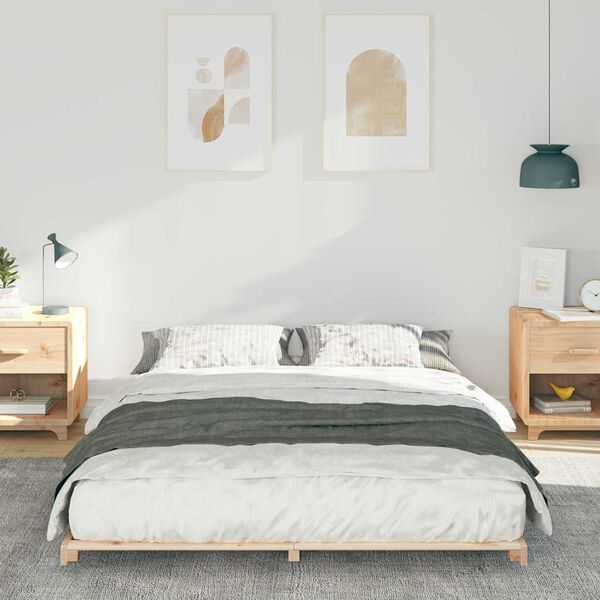 vidaXL Floor Bed Frame Brown 140 x 220 cm Solid pine wood