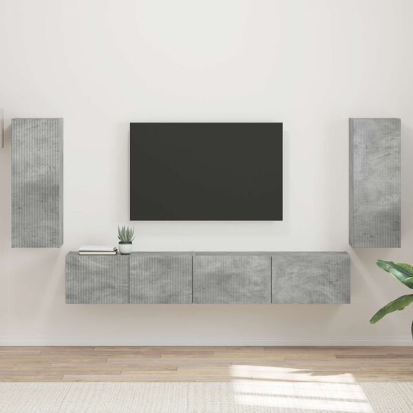 vidaXL TV Cabinet Set 4 pcs Concrete Grey Engineered Wood