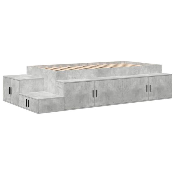 vidaXL Storage Bed Frame Concrete Grey 100 cm Engineered Wood