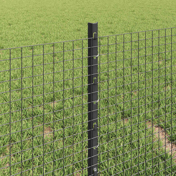 vidaXL Fence with Post Grey 0.4 x 25 m Steel and PVC
