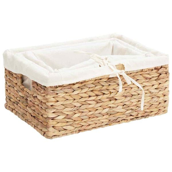 vidaXL Storage Baskets 3 pcs Natural 40 x 30 x 18 cm Water hyacinth