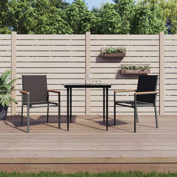 vidaXL Garden Chairs 2 pcs Black 55x61.5x90 cm Textilene and Steel