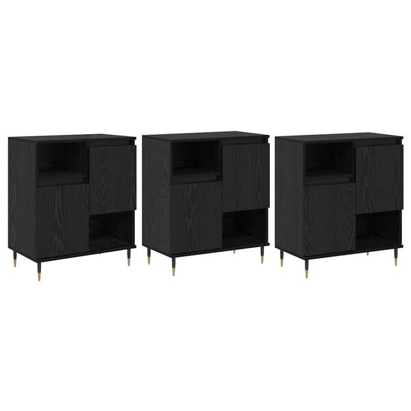 vidaXL Sideboards 3 pcs Black oak 180 x 35 x 70 cm Engineered wood