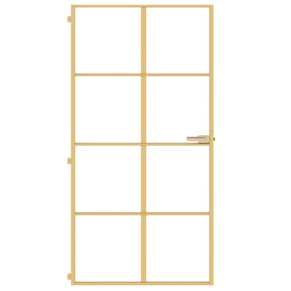 vidaXL Interior Door Slim Golden 102.5x201.5 cm Tempered Glass and Aluminium